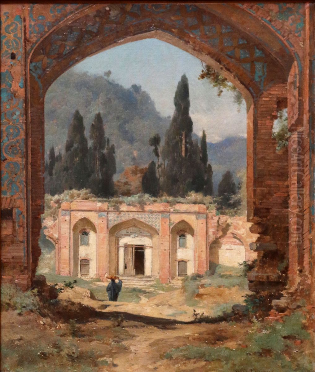 Les ruines du palais d'Aschroff. Oil Painting by Jules Laurens