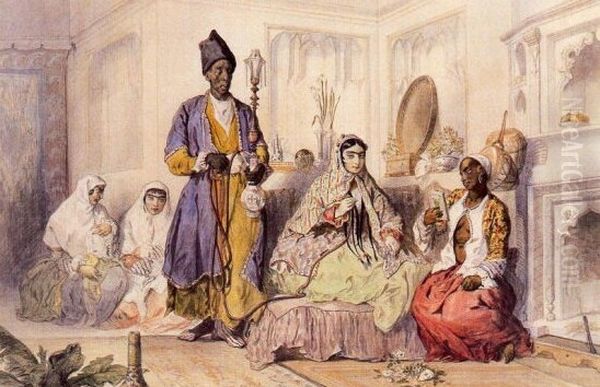 Dans un harem de Teheran. Oil Painting by Jules Laurens