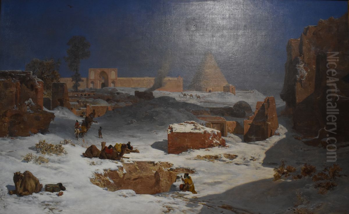 Winter in Persia Oil Painting by Jules Laurens
