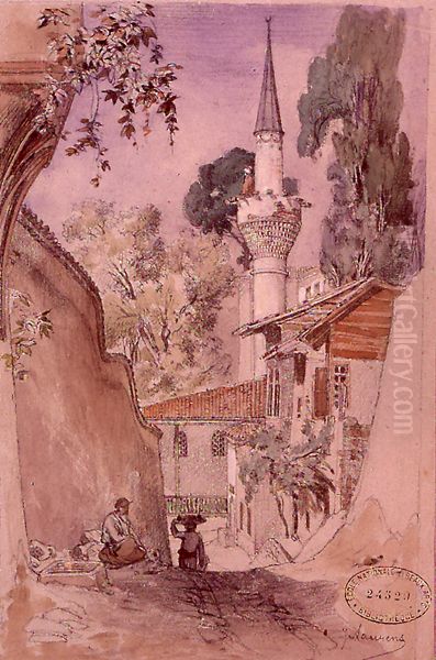 Banks of Bosphorus. Yenikoy Oil Painting by Jules Laurens