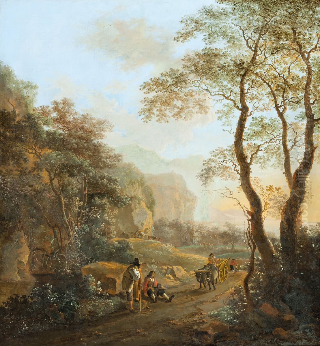 An ox-cart in the landscape Oil Painting by Jan Both