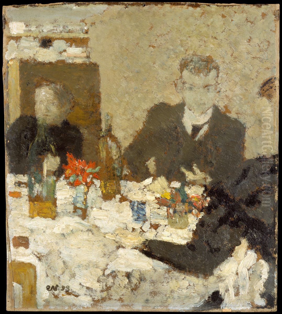 At Table Oil Painting by Jean-Edouard Vuillard