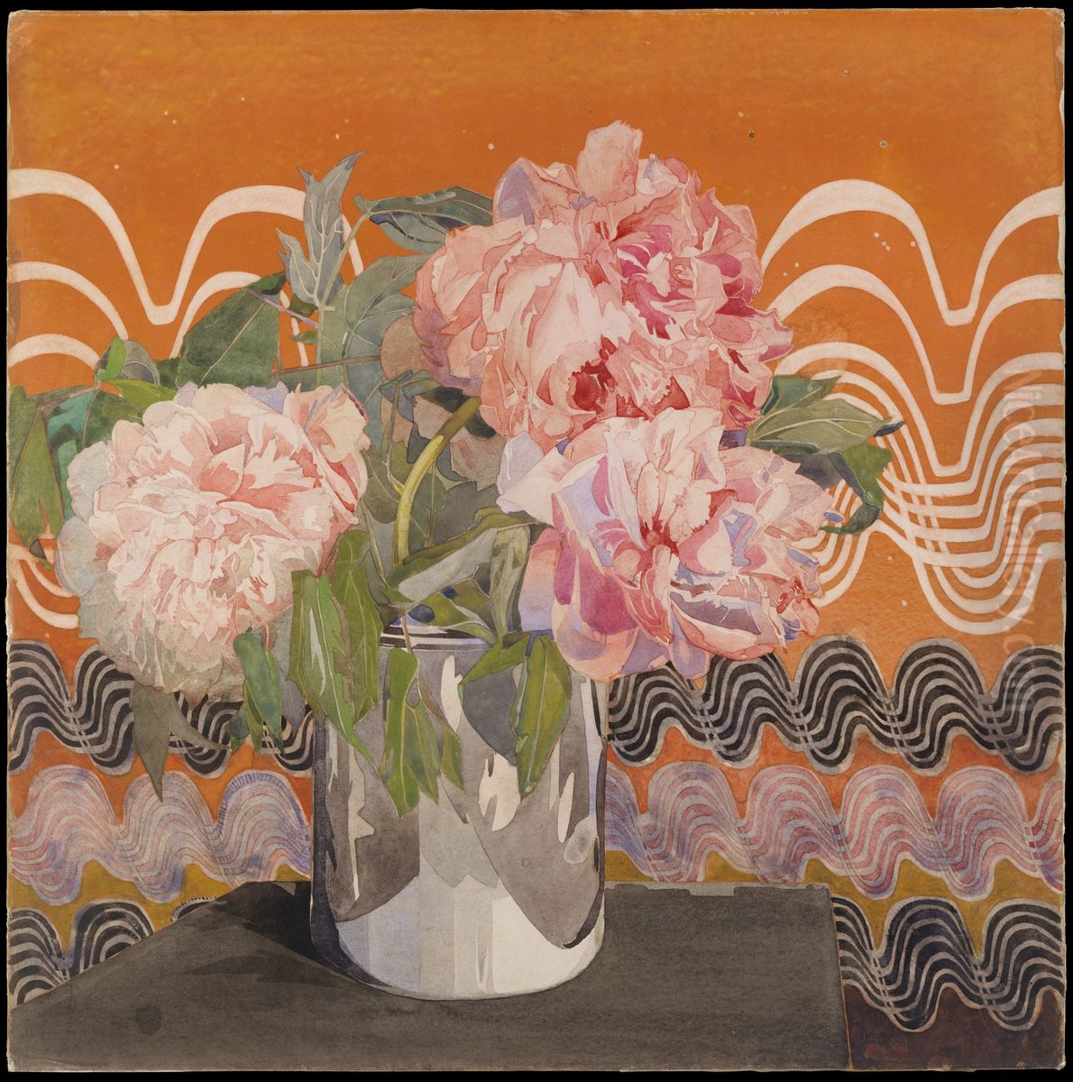Peonies Oil Painting by Charles Rennie Mackintosh