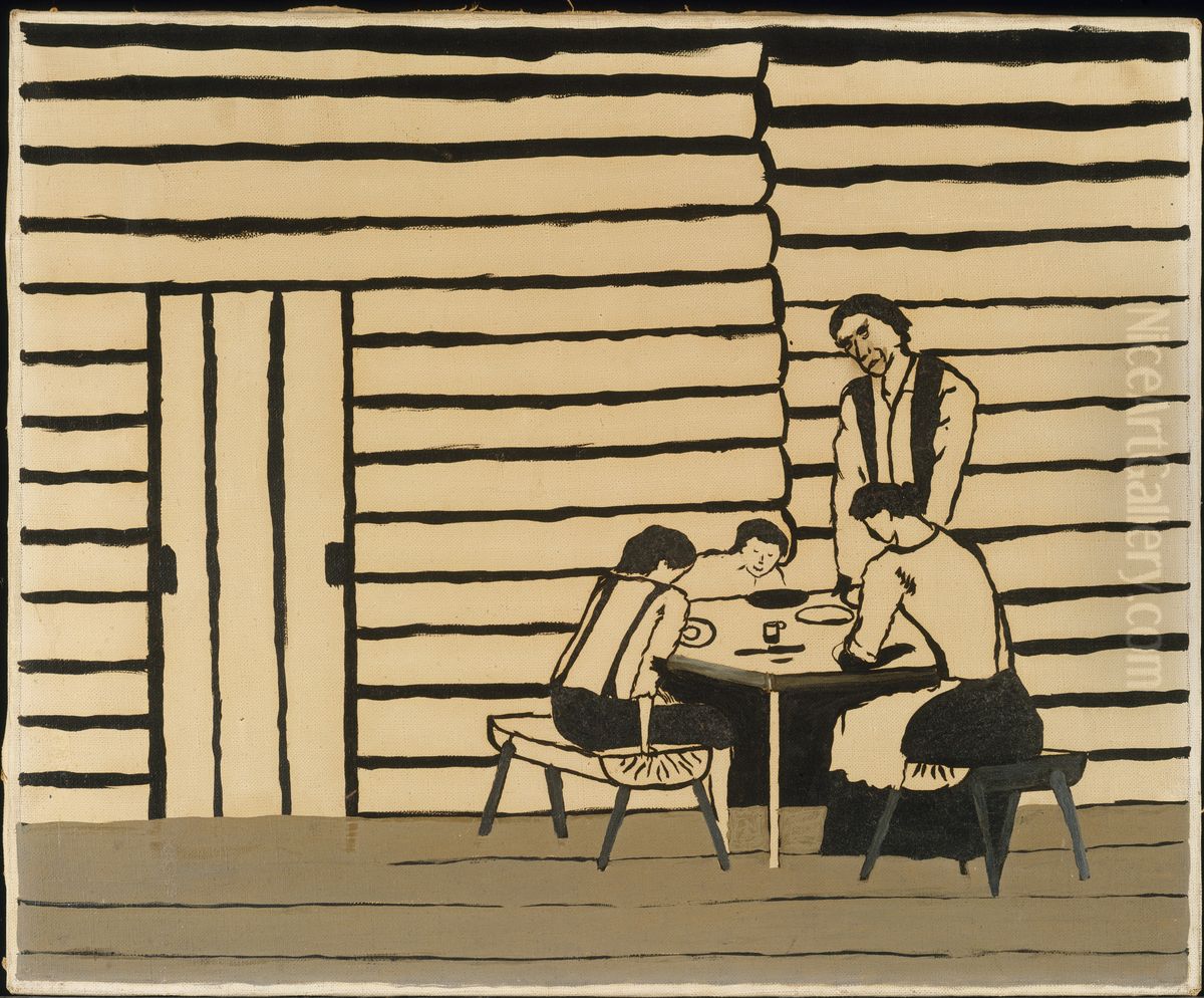 Family Supper (Saying Grace) Oil Painting by Horace Pippin