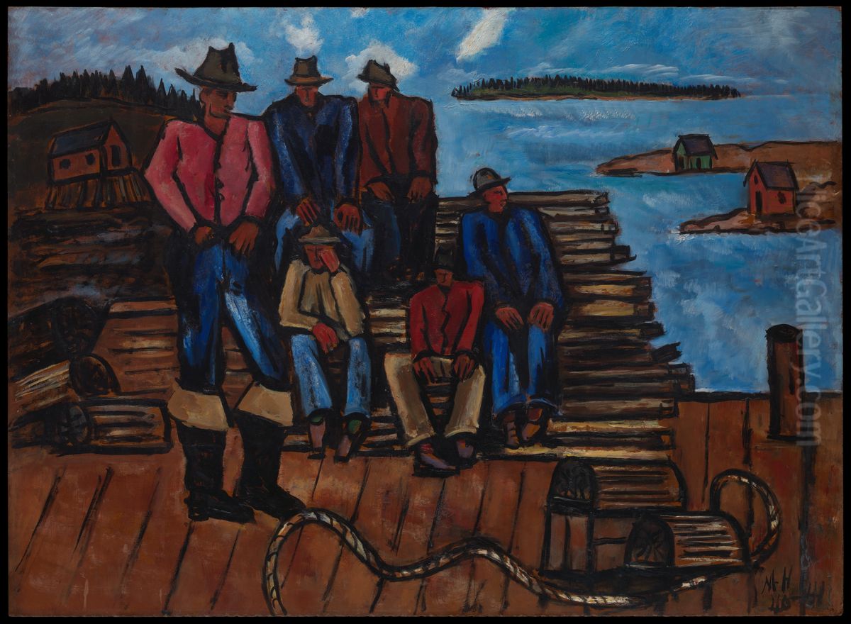 Lobster Fishermen Oil Painting by Marsden Hartley