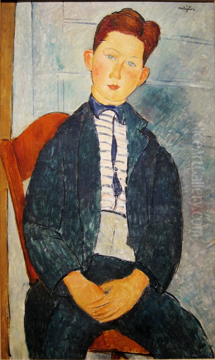 Boy in a Striped Sweater Oil Painting by Amedeo Modigliani