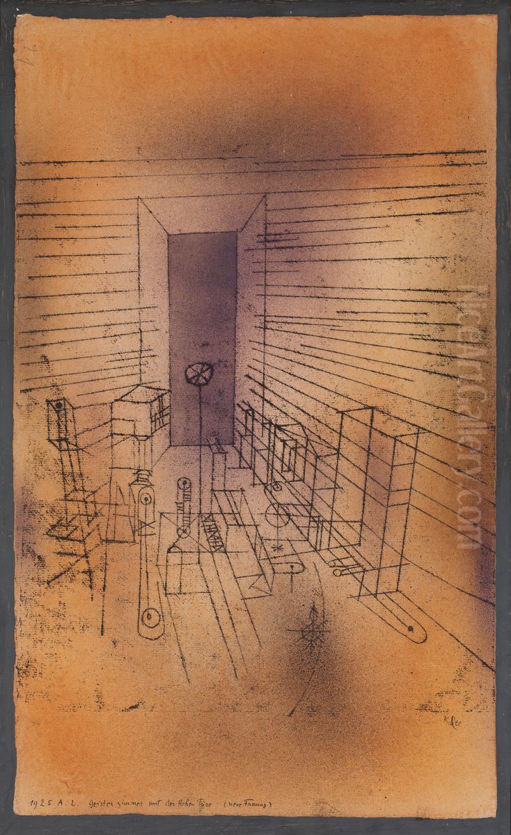 Ghost Chamber with the Tall Door (New Version) Oil Painting by Paul Klee