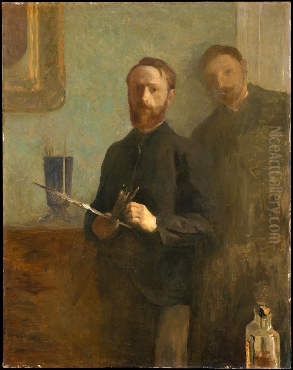 Self-Portrait with Waroquy Oil Painting by Jean-Edouard Vuillard