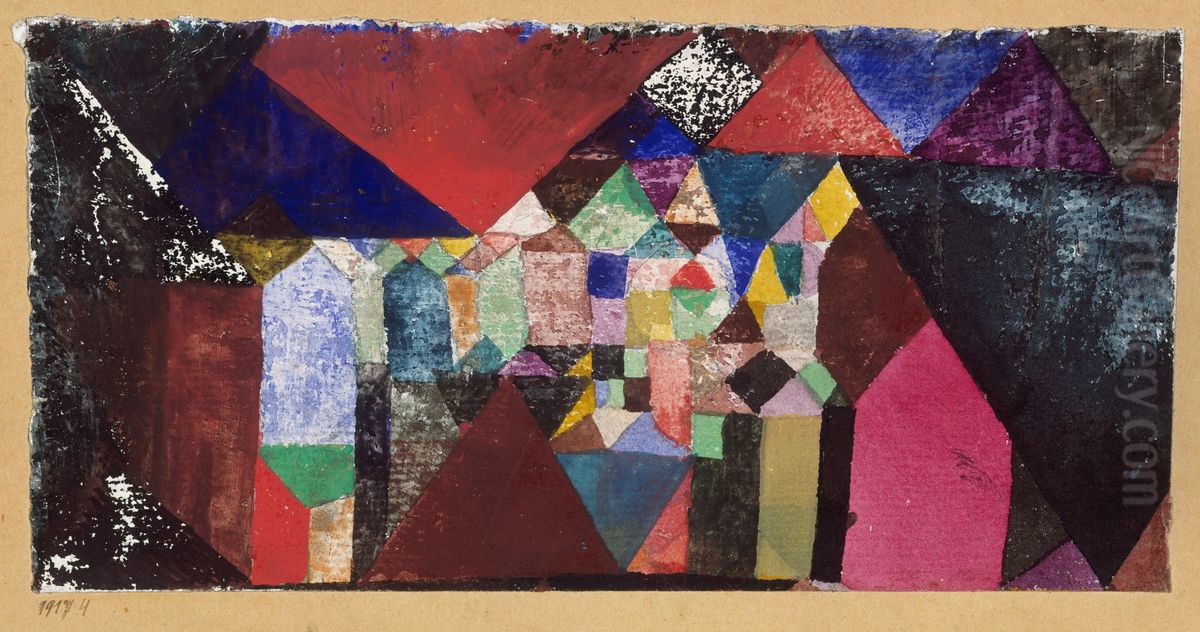 Municipal Jewel Oil Painting by Paul Klee