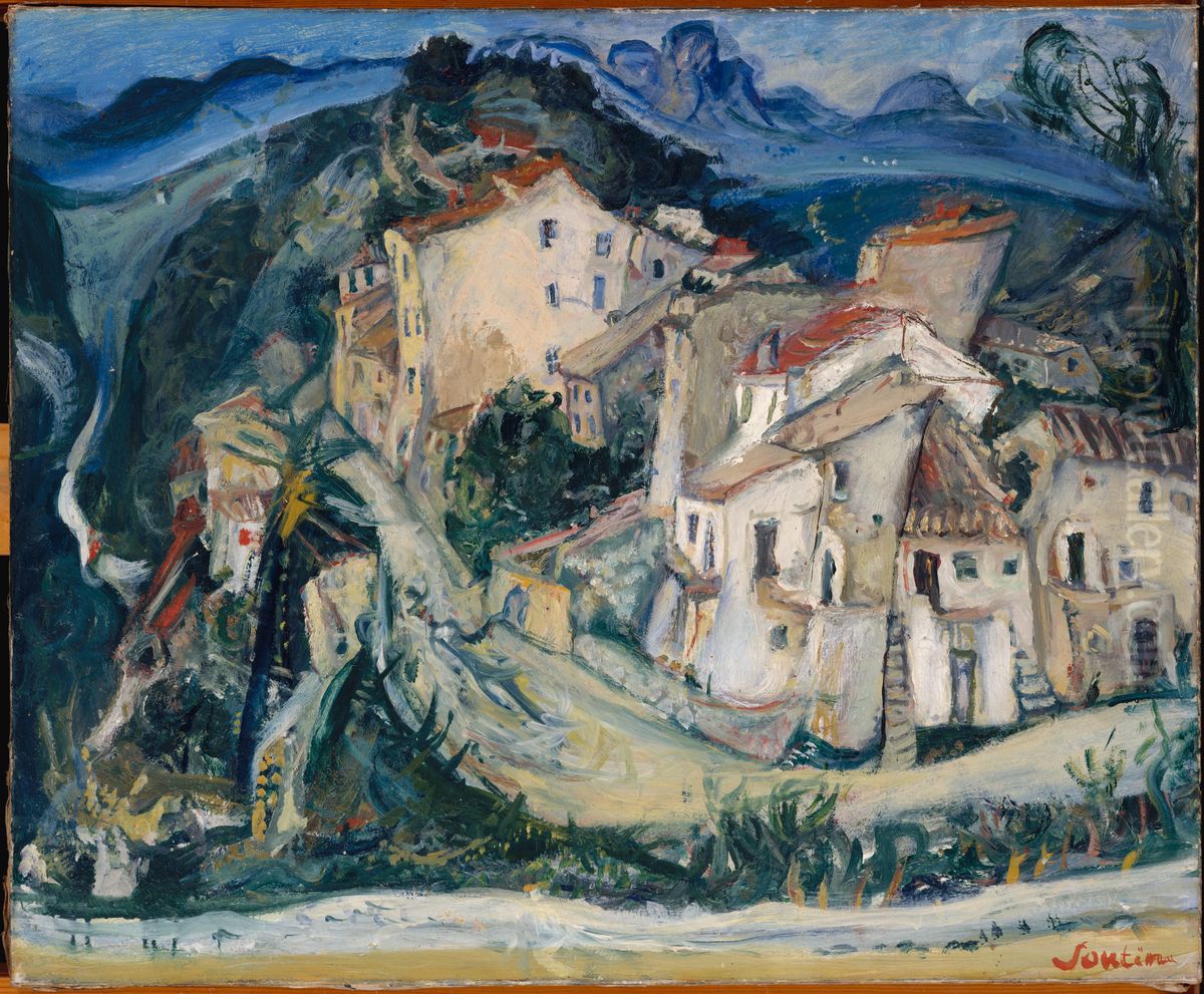 View of Cagnes Oil Painting by Chaim Soutine
