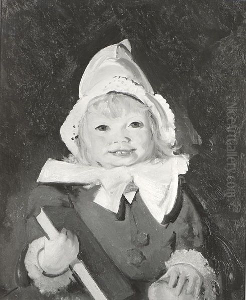 Jean with Blue Book and Apple Oil Painting by George Wesley Bellows