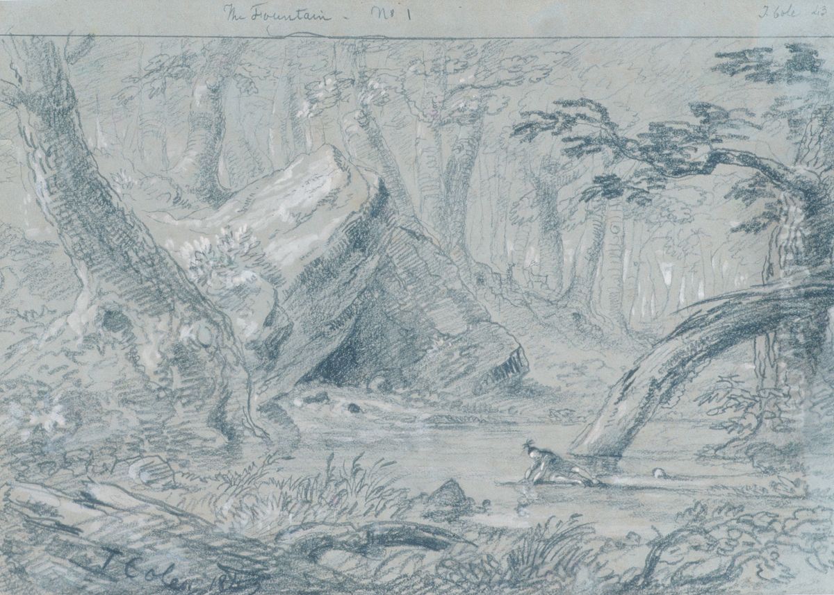 The Wounded Indian Slaking His Death Thirst Oil Painting by Thomas Cole