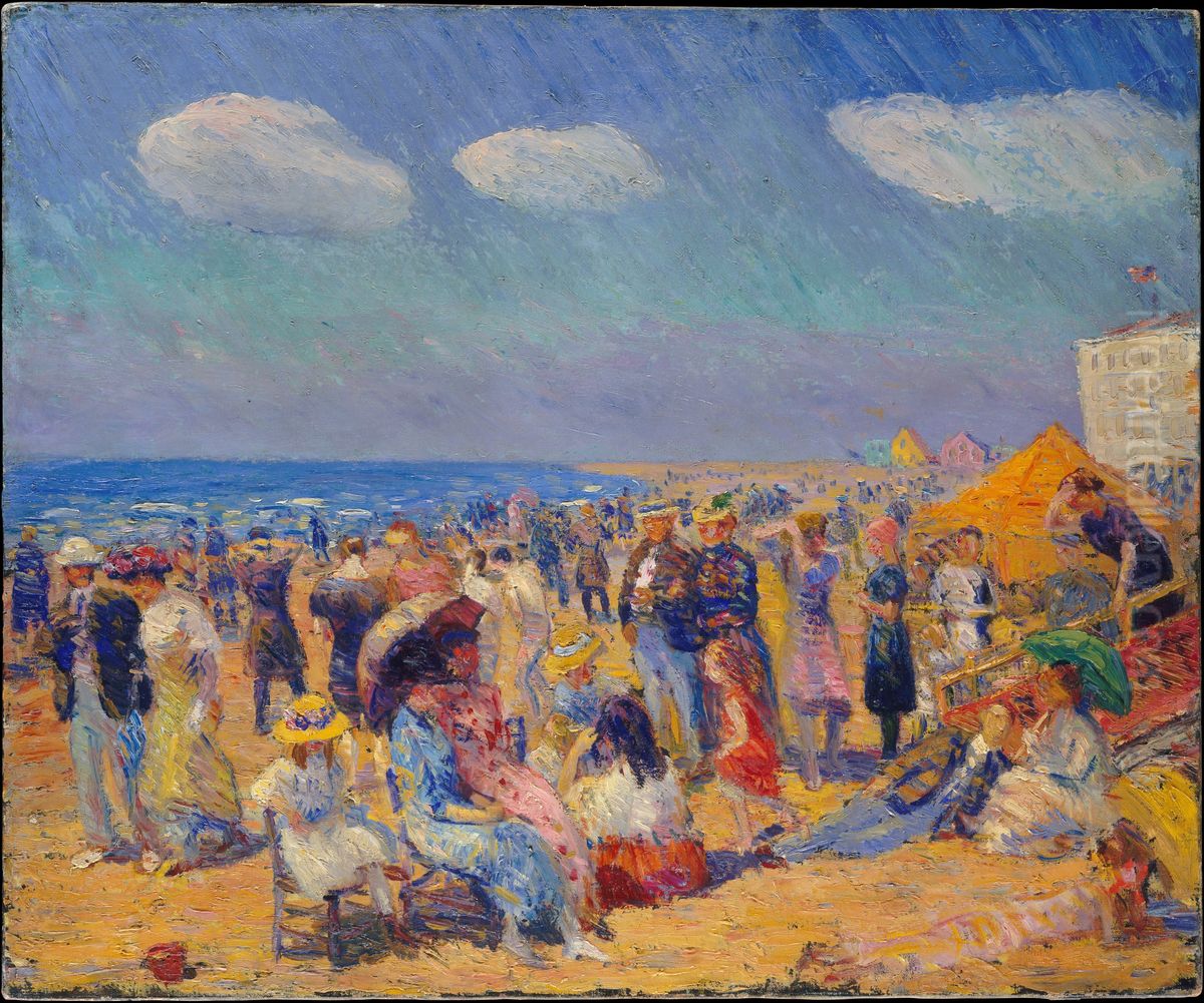 Crowd at the Seashore Oil Painting by William James Glackens