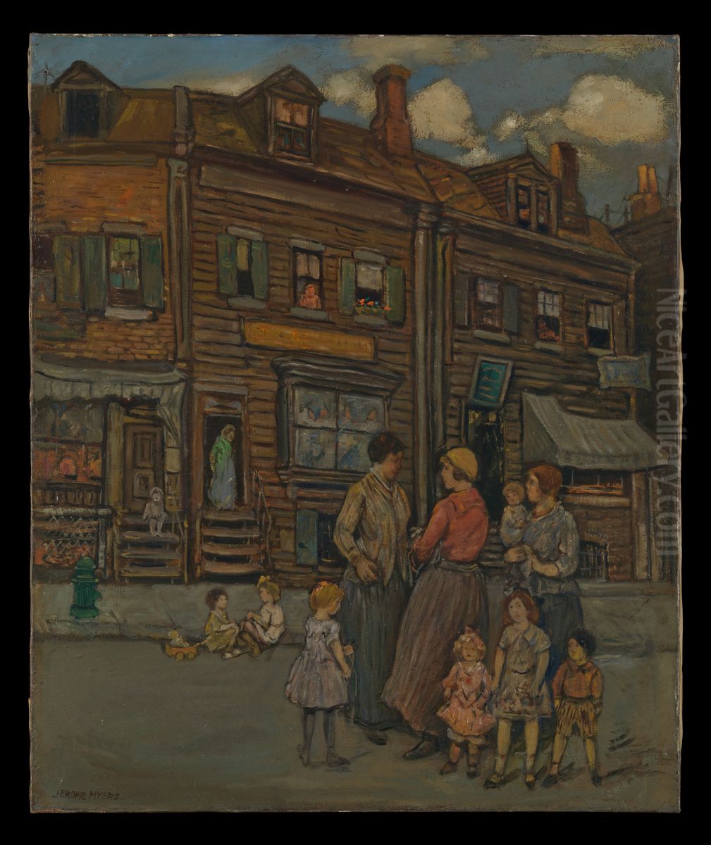 Street Group Oil Painting by Jerome Myers