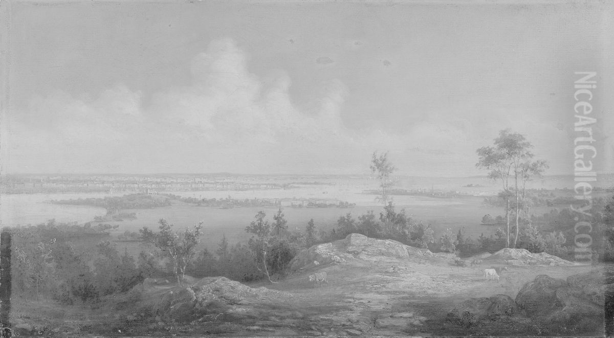 View of New York from New Jersey Oil Painting by Asher Brown Durand