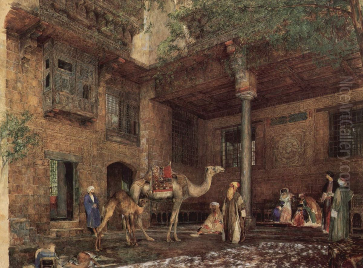 Courtyard of the Painter's House, Cairo Oil Painting by John Frederick Lewis