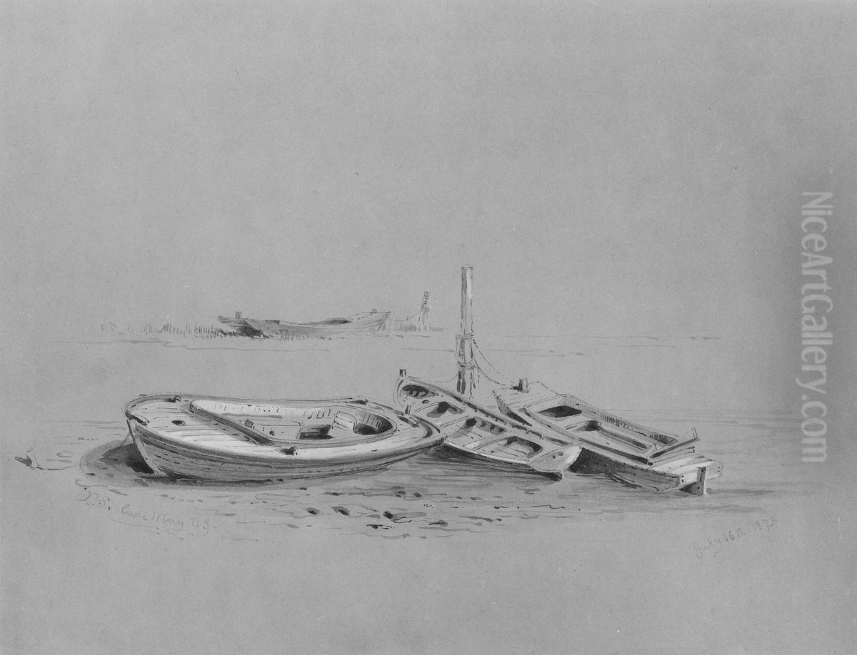 Boats at Cape May Oil Painting by Xanthus Russell Smith