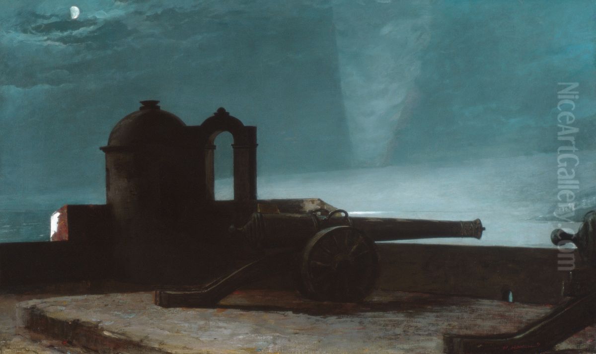{1=Searchlight on Harbor Entrance, Santiago de Cuba} Oil Painting by Winslow Homer