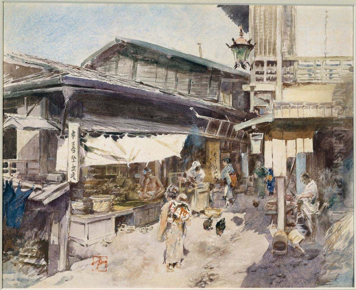 Street Scene in Ikao, Japan Oil Painting by Robert Frederick Blum