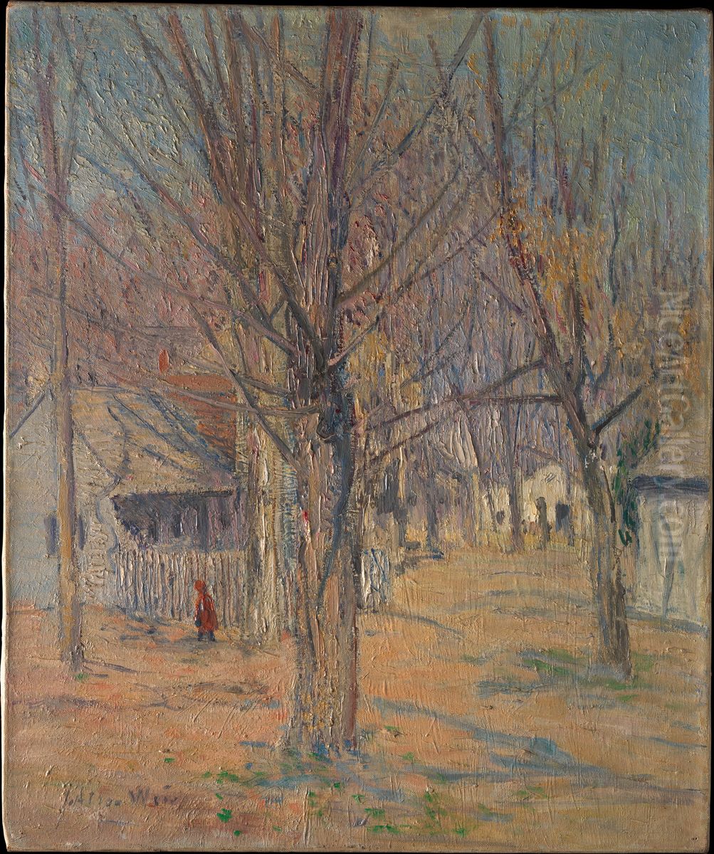 Connecticut Village (Going to School) Oil Painting by J. Alden Weir