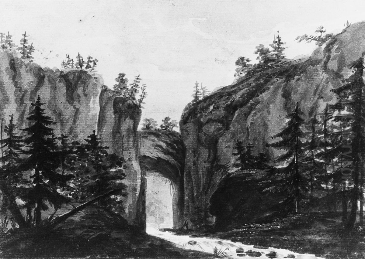 Natural Bridge, Virginia (Copy after an Engraving in Francois Jean, Marquis de Chastellux, Travels in North America, 1787) Oil Painting by Pavel Svinyin