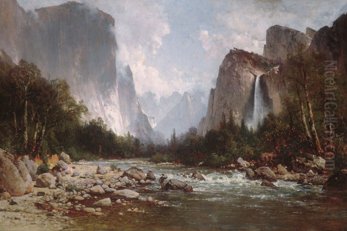 View of Yosemite Valley Oil Painting by Thomas Hill