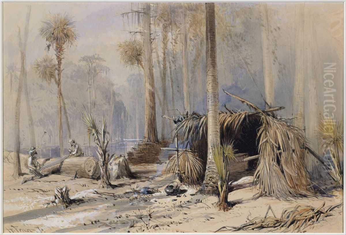 The Cypress-Shingle Yard, Ocklawaha River, Florida Oil Painting by Harry Fenn
