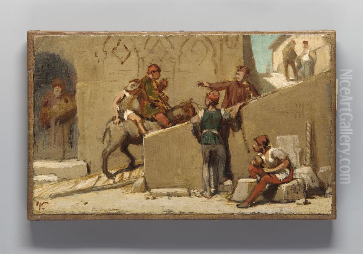 The Fable of the Miller, His Son, and the Donkey Oil Painting by Elihu Vedder