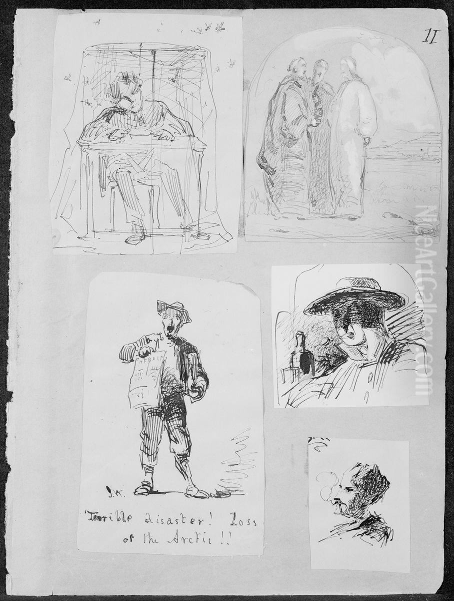 Christ and Two Disciples on the Road to Emmaus (from Sketchbook) Oil Painting by James McNeill Whistler