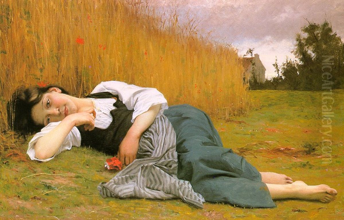 Repos dans les recoltes Oil Painting by William-Adolphe Bouguereau