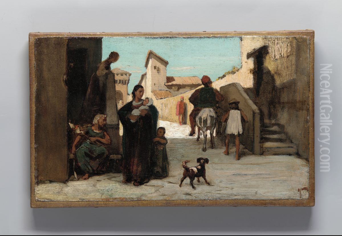 The Fable of the Miller, His Son, and the Donkey Oil Painting by Elihu Vedder