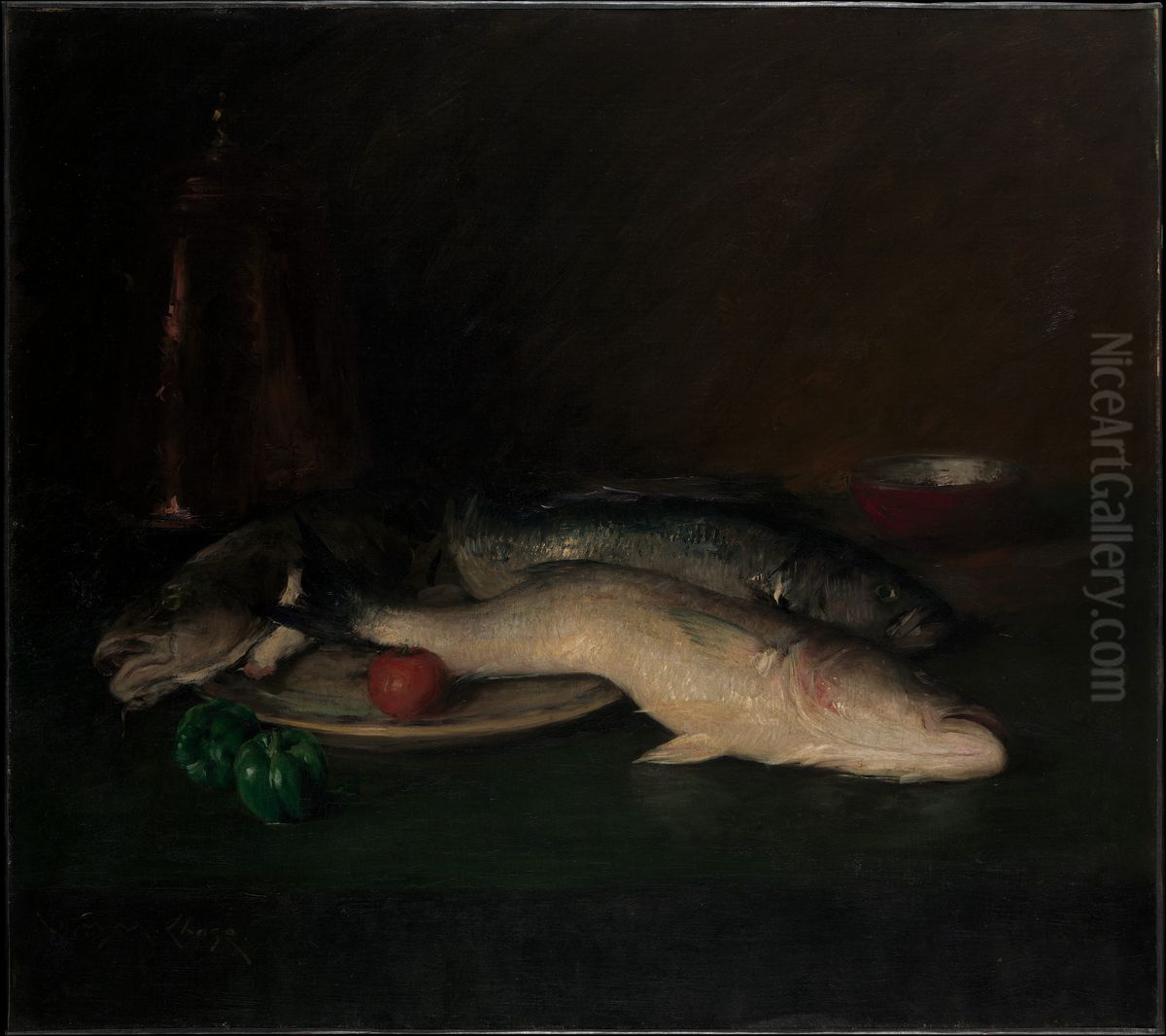 Fish Oil Painting by William Merritt Chase