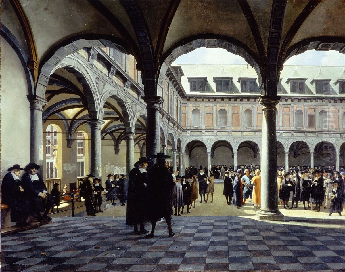 The Old Exchange of Amsterdam Oil Painting by Job Adriaenszoon Berckheyde
