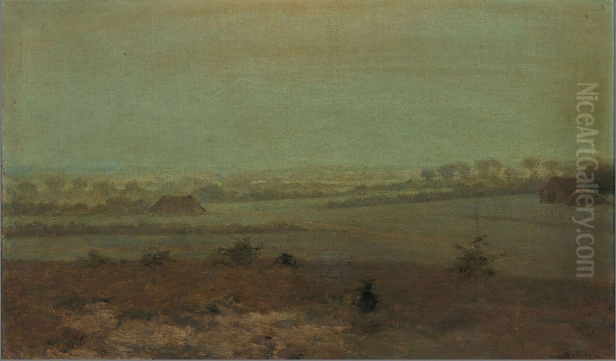 Moon Night in Elspeet Oil Painting by Hermannus Adrianus van Oosterzee