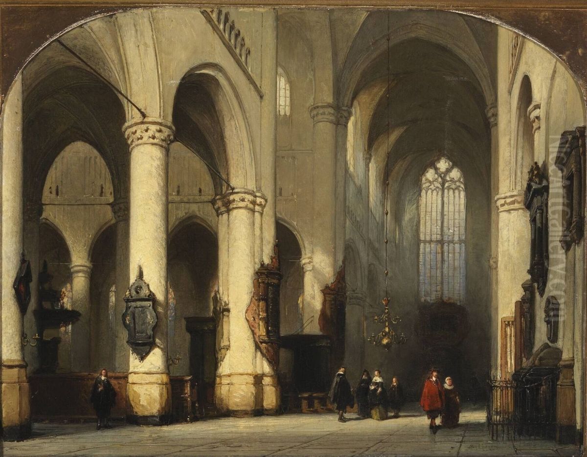 The Pieterskerk in Leiden Oil Painting by Johannes Bosboom