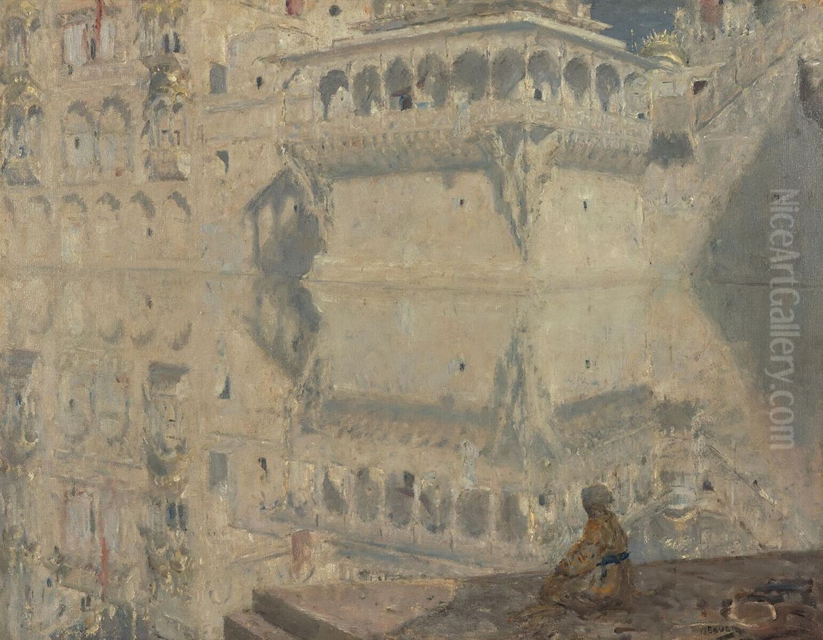 Het paleis van de radja van Bharatpur Oil Painting by Marius Bauer