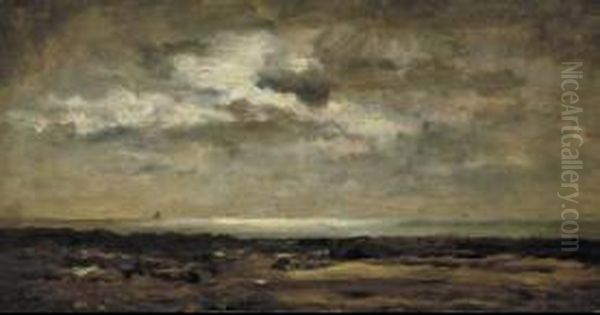 Strandgezicht bij maanlicht Oil Painting by Charles-Francois Daubigny