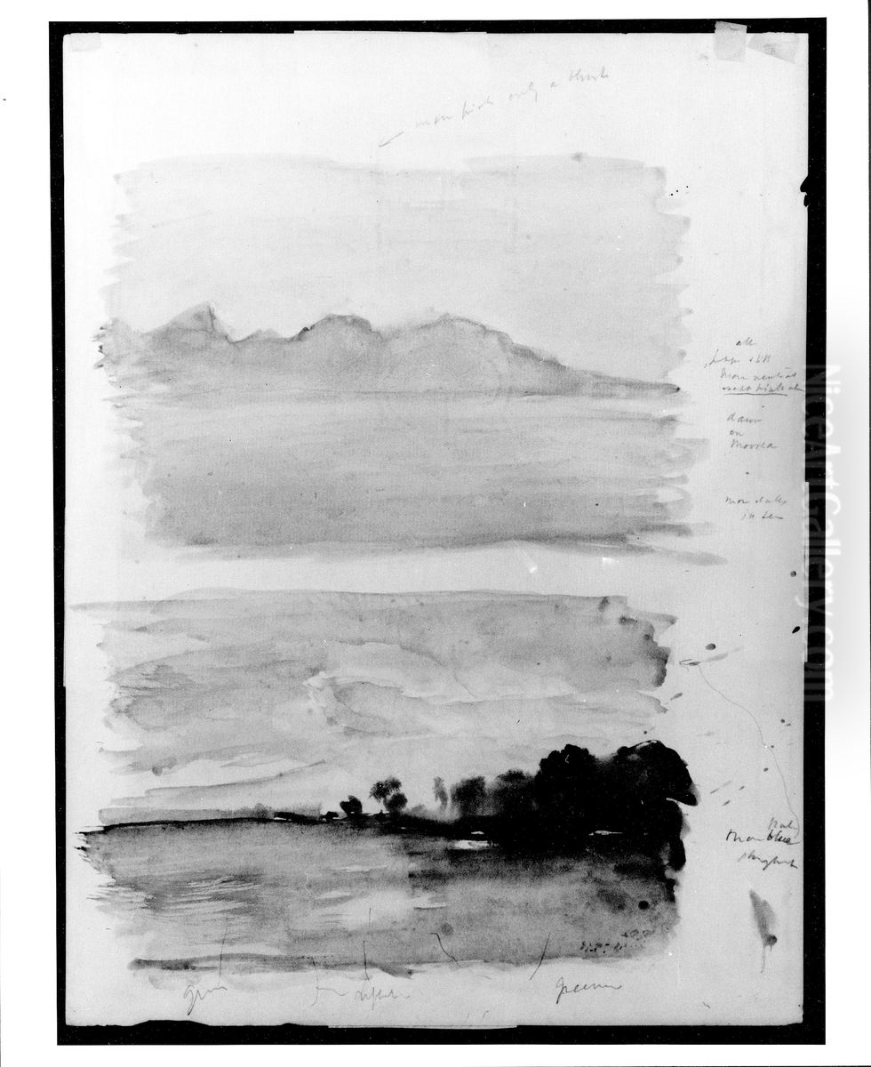 Double Study of Dawn, Moorea Seen across the Water, Tahiti Oil Painting by John La Farge