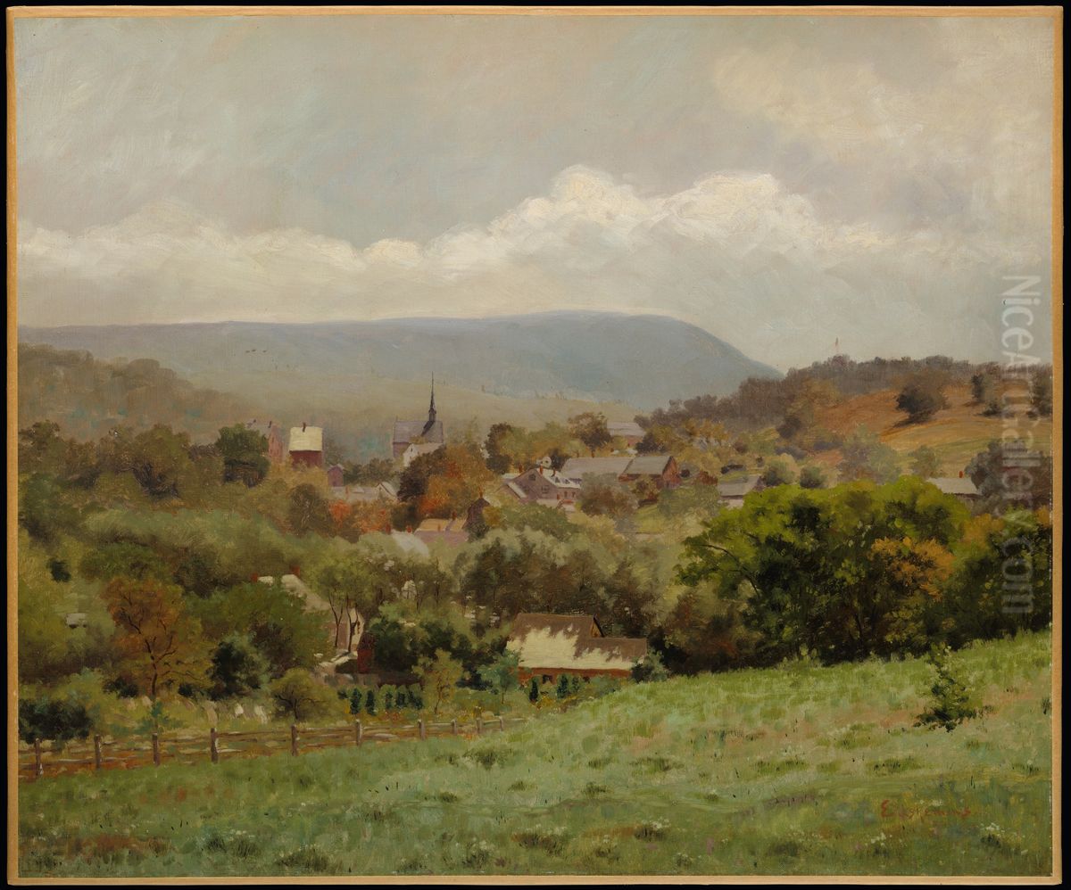 Delaware Water Gap Village Oil Painting by Louis Eilshemius