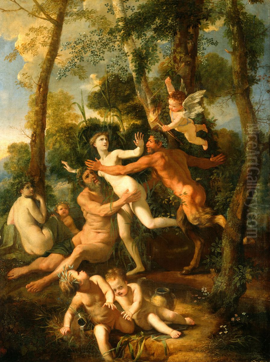 Pan and Syrinx Oil Painting by Nicolas Poussin