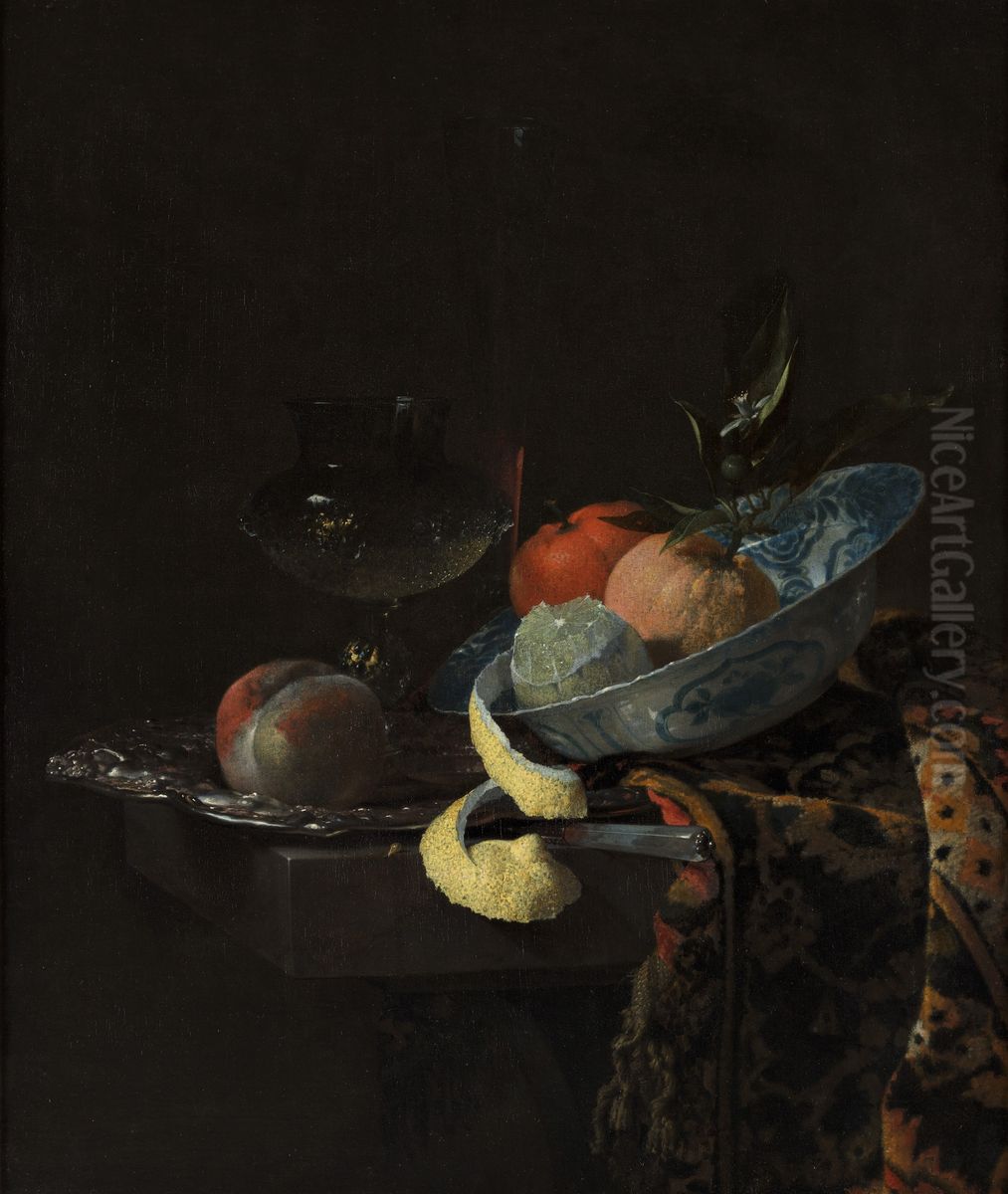 Stilleven met een Ming-schaal Oil Painting by Willem Kalf