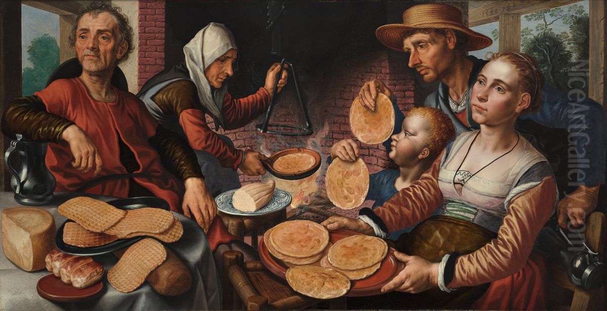 The Pancake Bakery Oil Painting by Pieter Aertsen