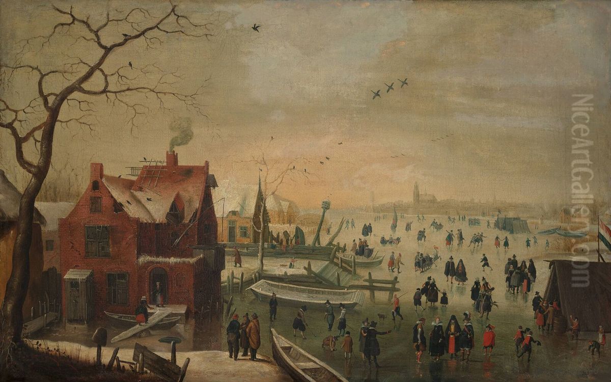 IJsvermaak Oil Painting by Hendrick Avercamp