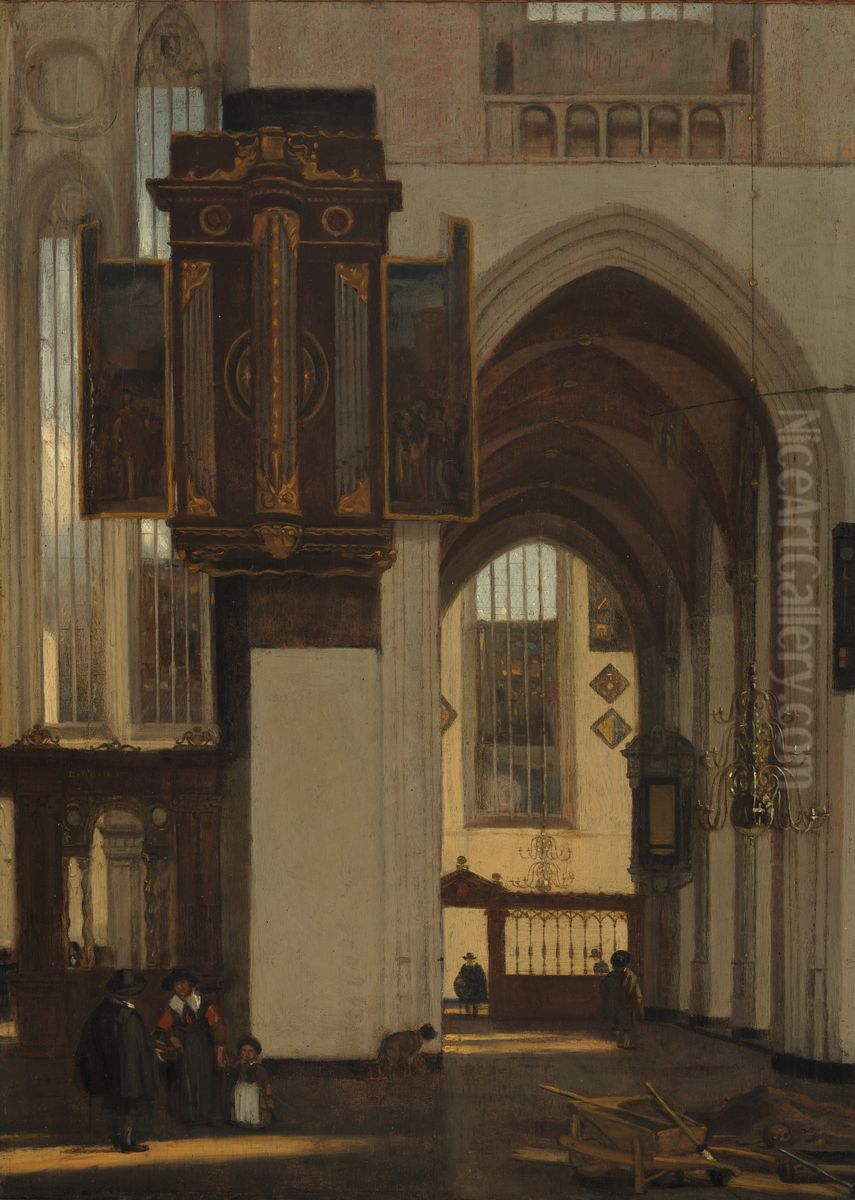 Interior of a Gothic church Oil Painting by Emanuel de Witte