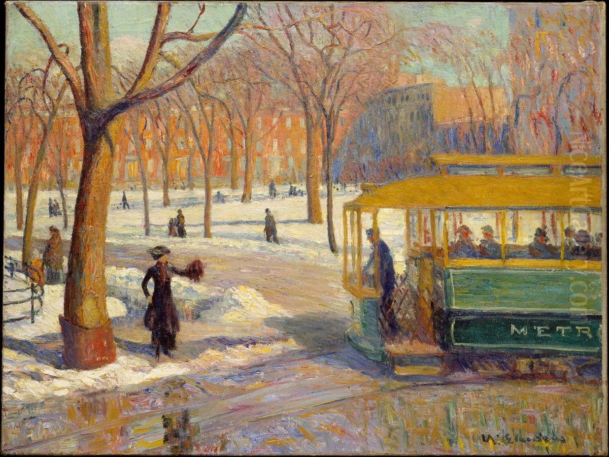 The Green Car Oil Painting by William James Glackens
