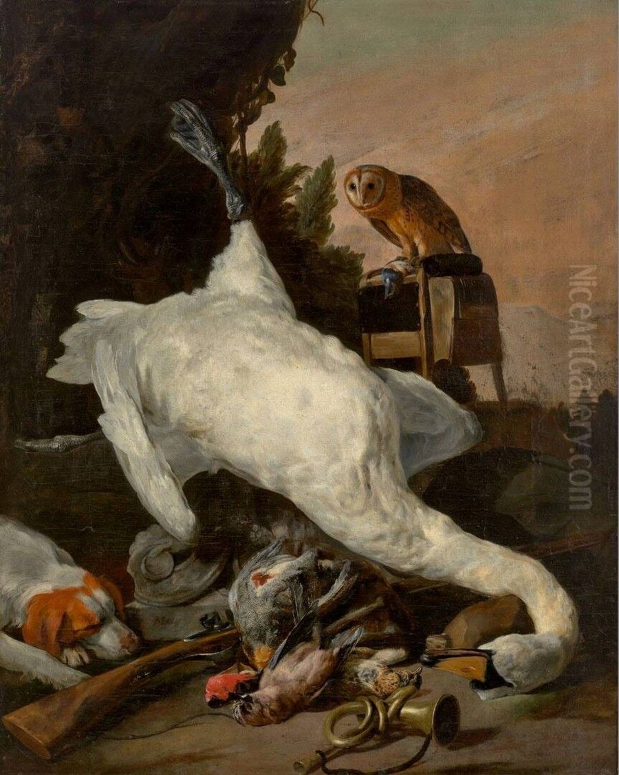 Hunting Sill Life with a Swan Oil Painting by Pieter Boel