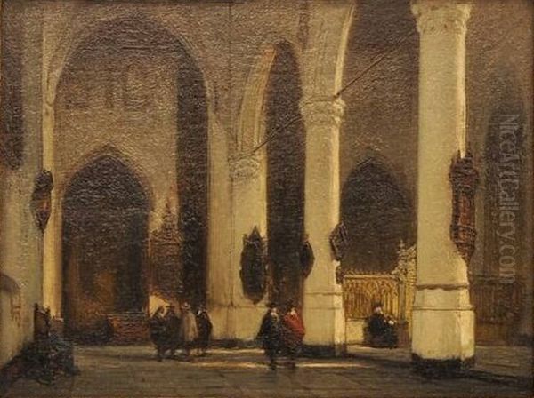 Interior of the Sint-Laurenskerk in Rotterdam Oil Painting by Johannes Bosboom