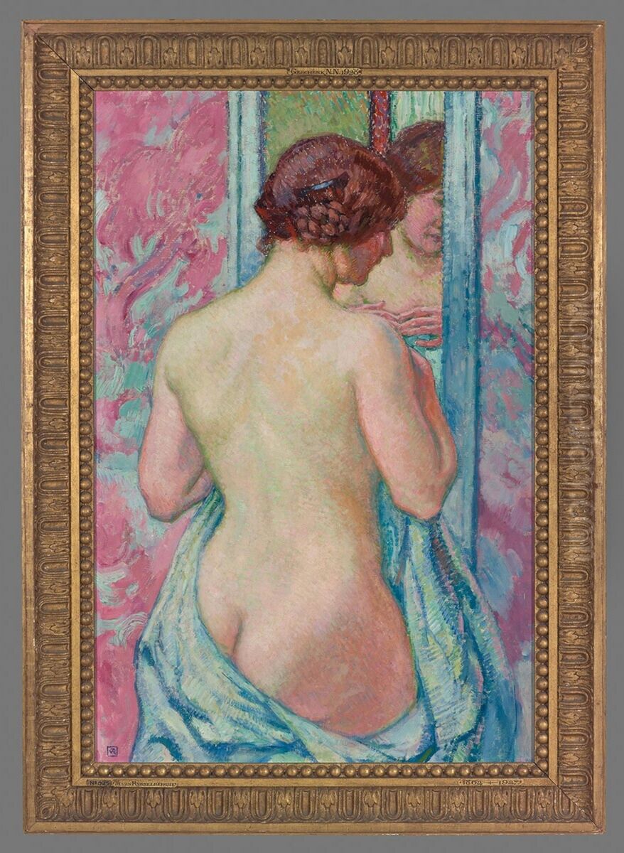 Standing Nude in Front of a Mirror Oil Painting by Theo van Rysselberghe