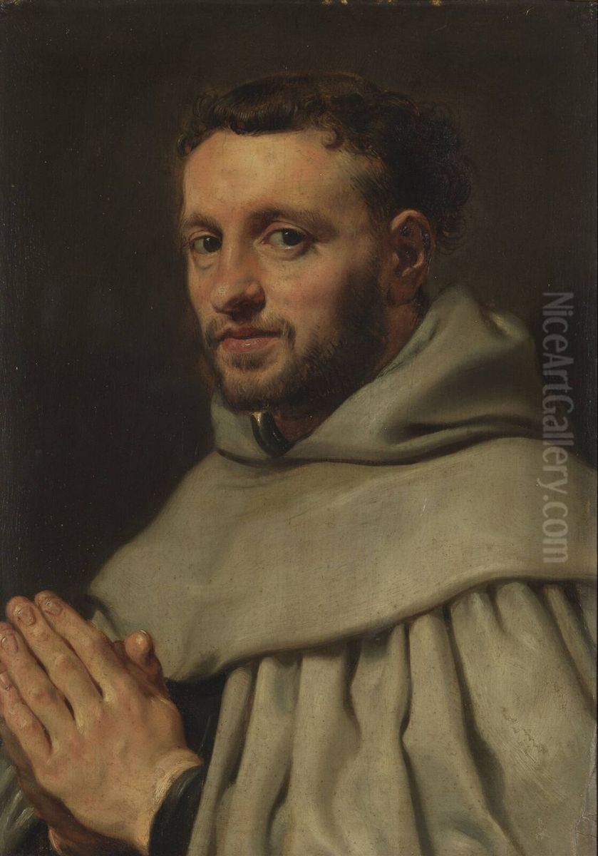 Portrait of a Carmelite monk, possibly brother Gaspar Rinckes. Oil Painting by (studio of) Rubens, Peter Paul