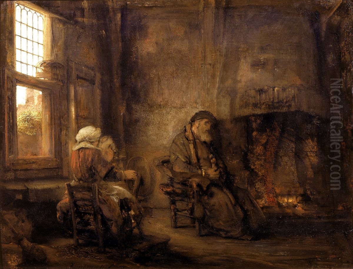 Tobit and his wife Oil Painting by Rembrandt